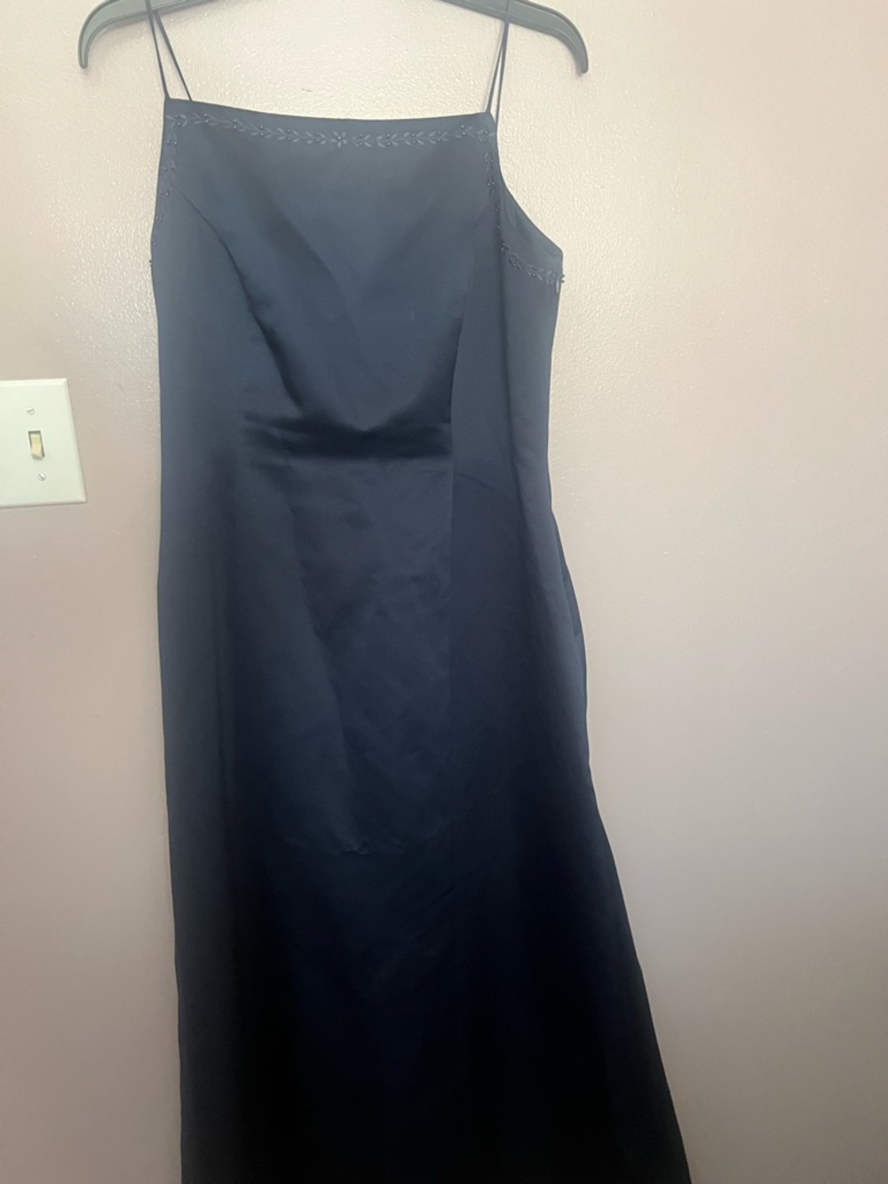 Cinderella Devine Satin Slip Dress with Spaghetti Straps - Black Size XL